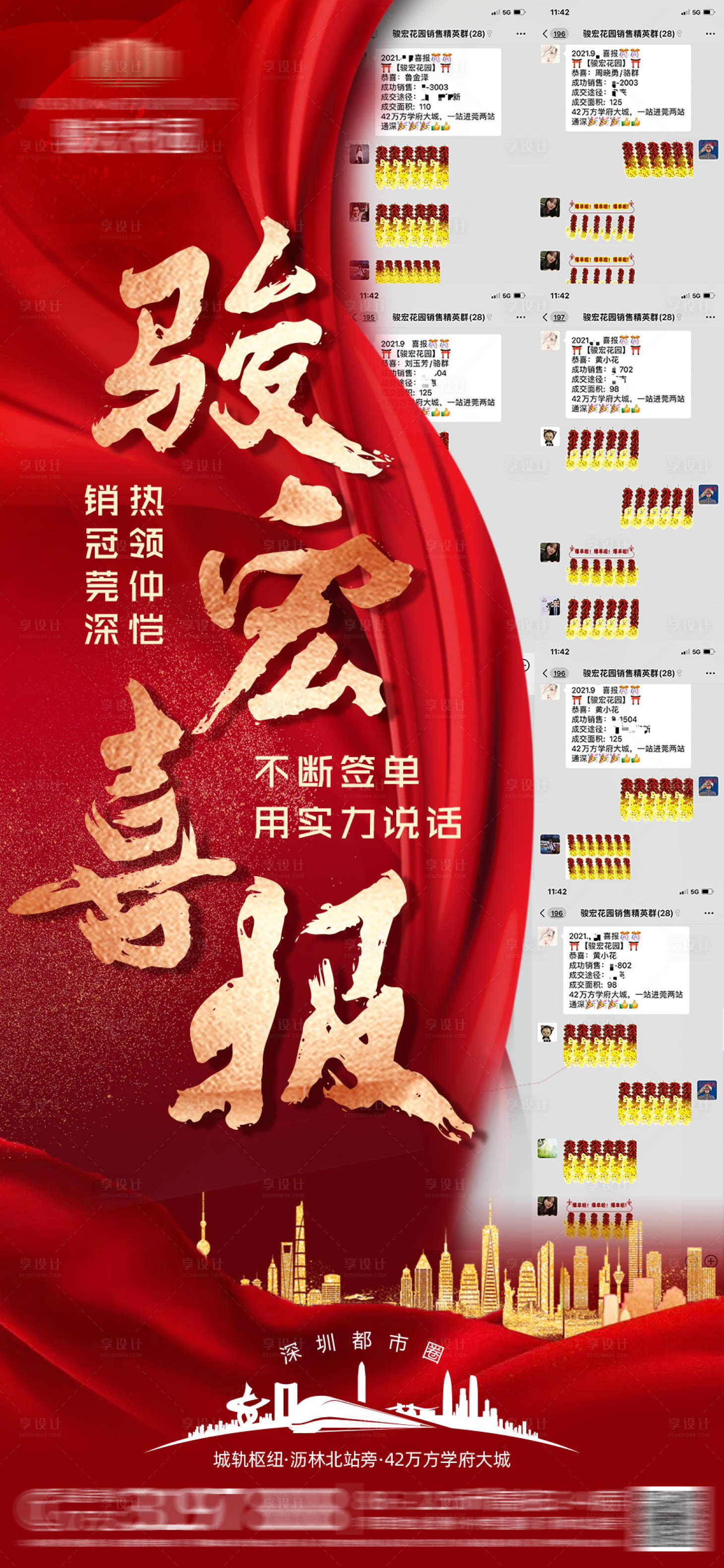 源文件下载【享设计】搜索编号：93850006848447266【地产热销成交喜报海报】
