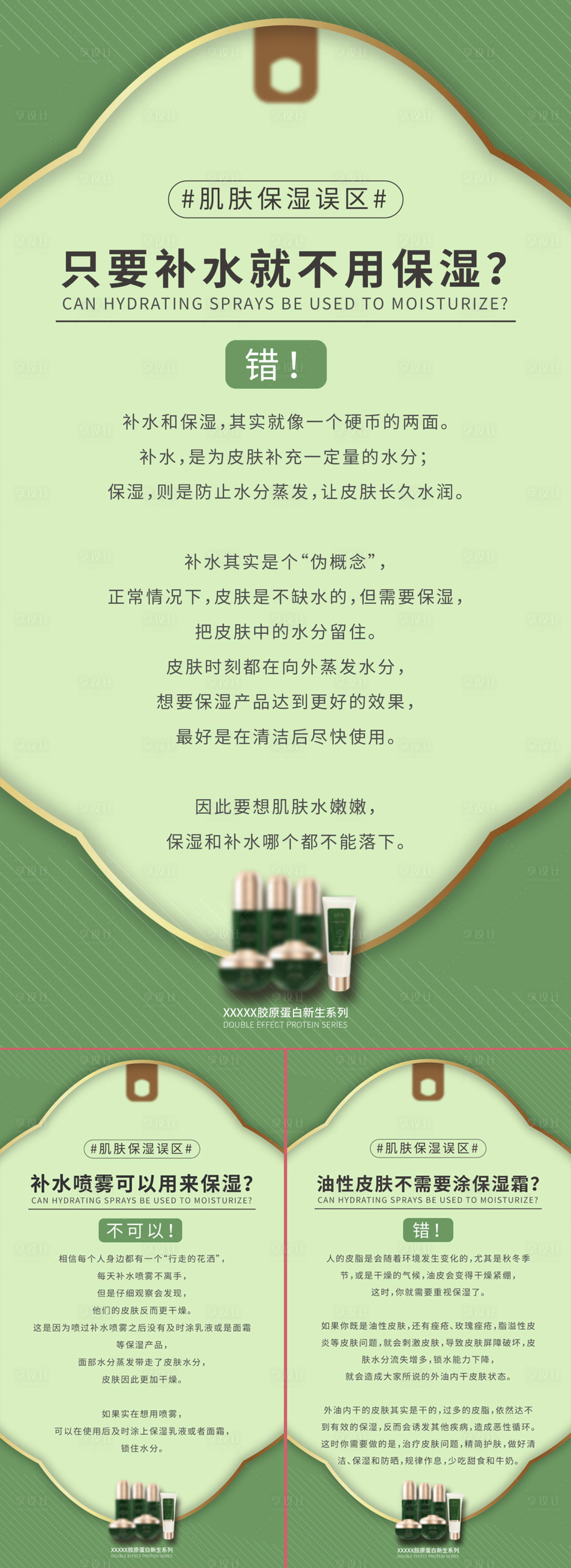 源文件下载【享设计】搜索编号：98390006845489089【护肤小贴士知识误区系列海报】