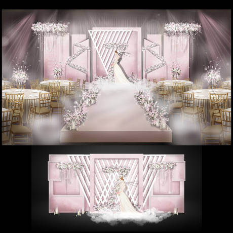 编号：20211001165106046【享设计】源文件下载-粉色唯美主题婚礼活动展板