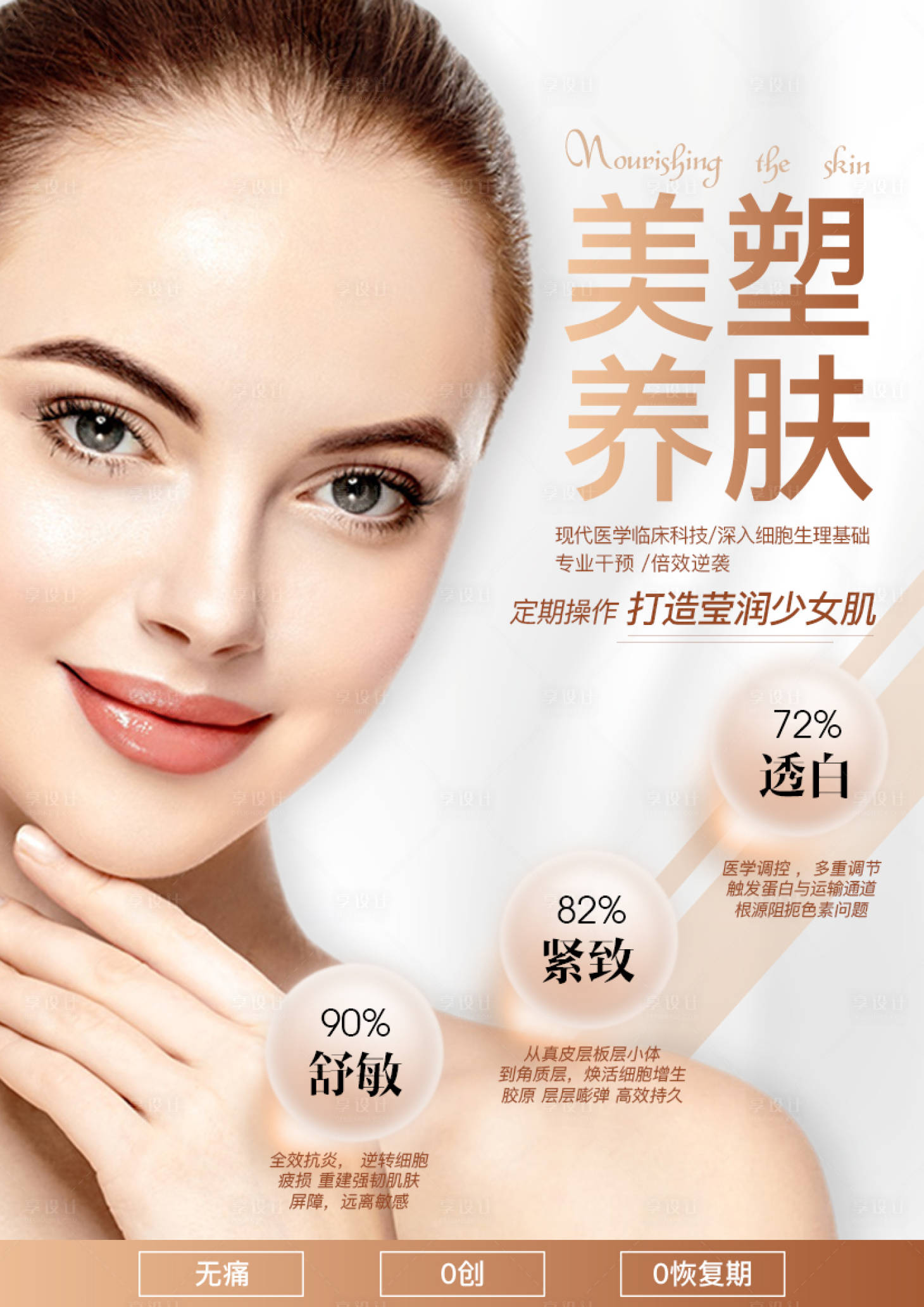 源文件下载【享设计】搜索编号：36790006947815045【医美模特项目美塑养肤海报】