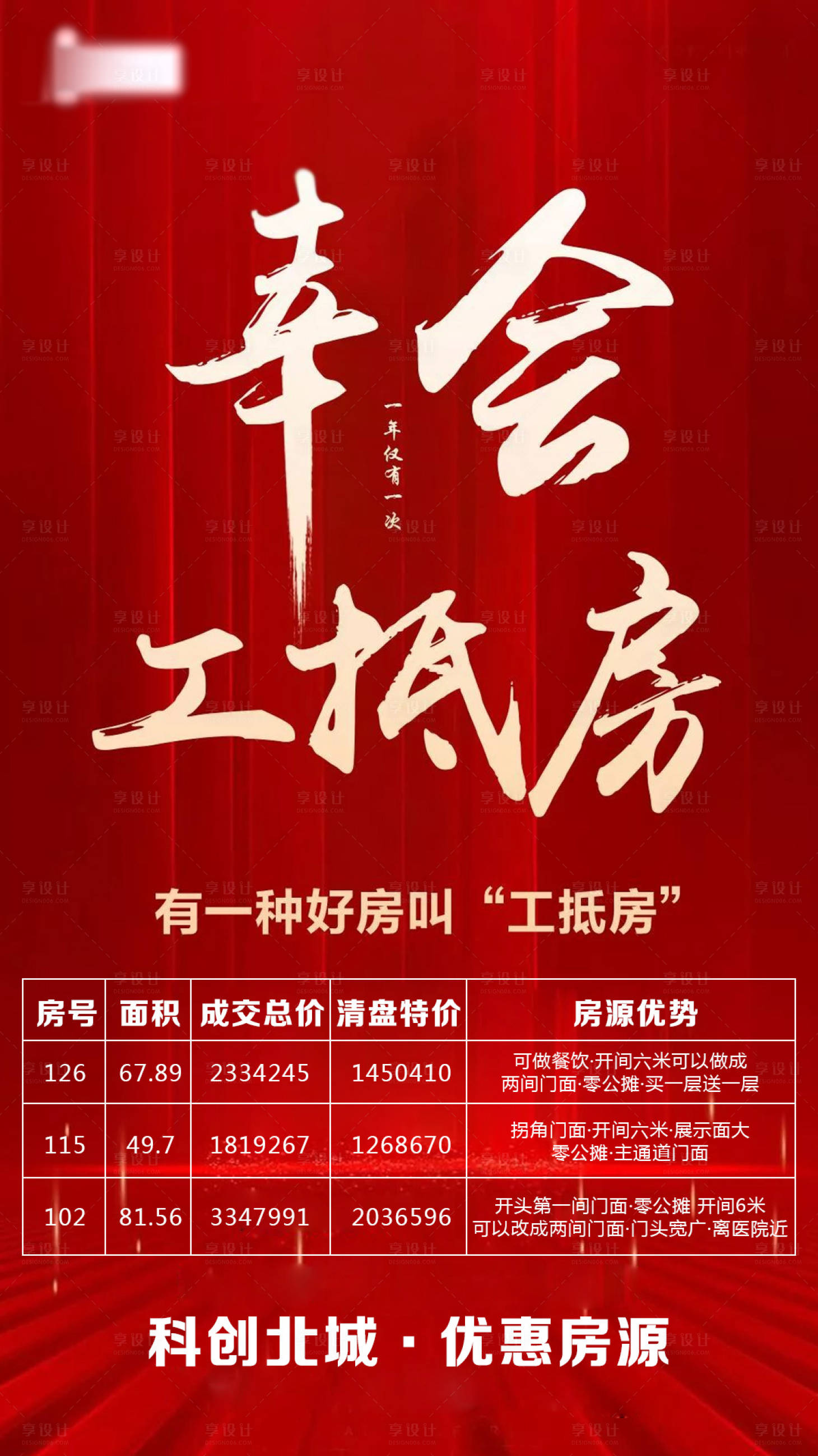 源文件下載【享設計】搜索編號：44280007006048146【工抵房促銷海報】