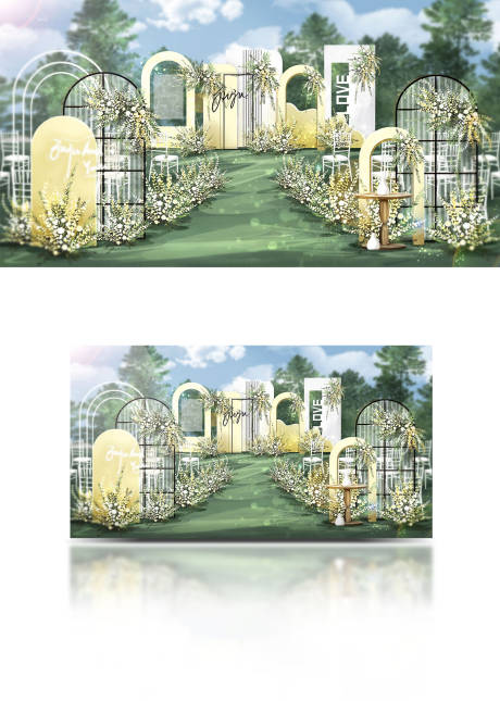 源文件下载【户外清新草坪婚礼现场效果图】编号：81560006697245665