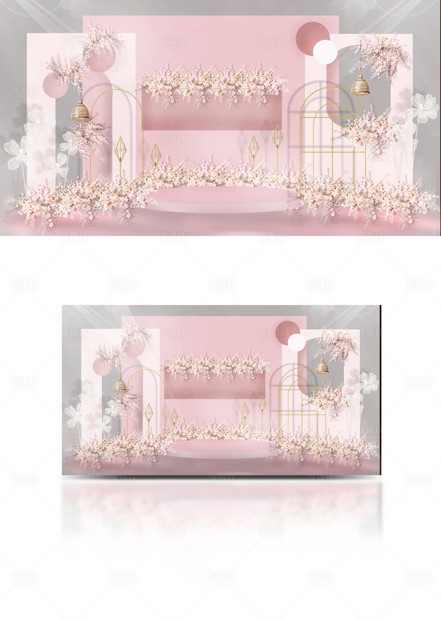 源文件下载【享设计】搜索编号：50840006698896785【梦幻粉红色浪漫婚礼活动展板】