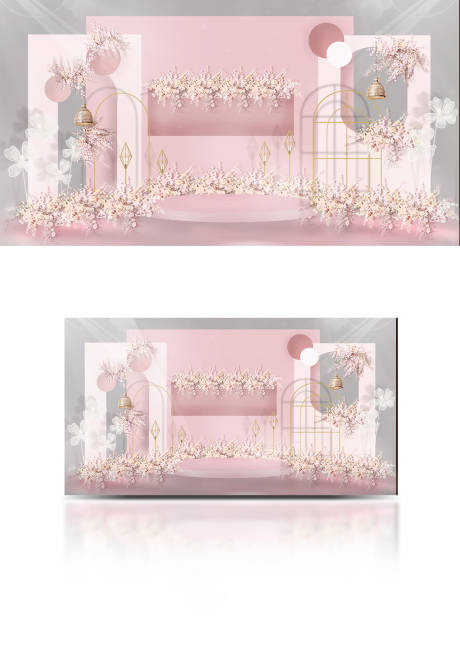 编号：20211002082608242【享设计】源文件下载-梦幻粉红色浪漫婚礼活动展板