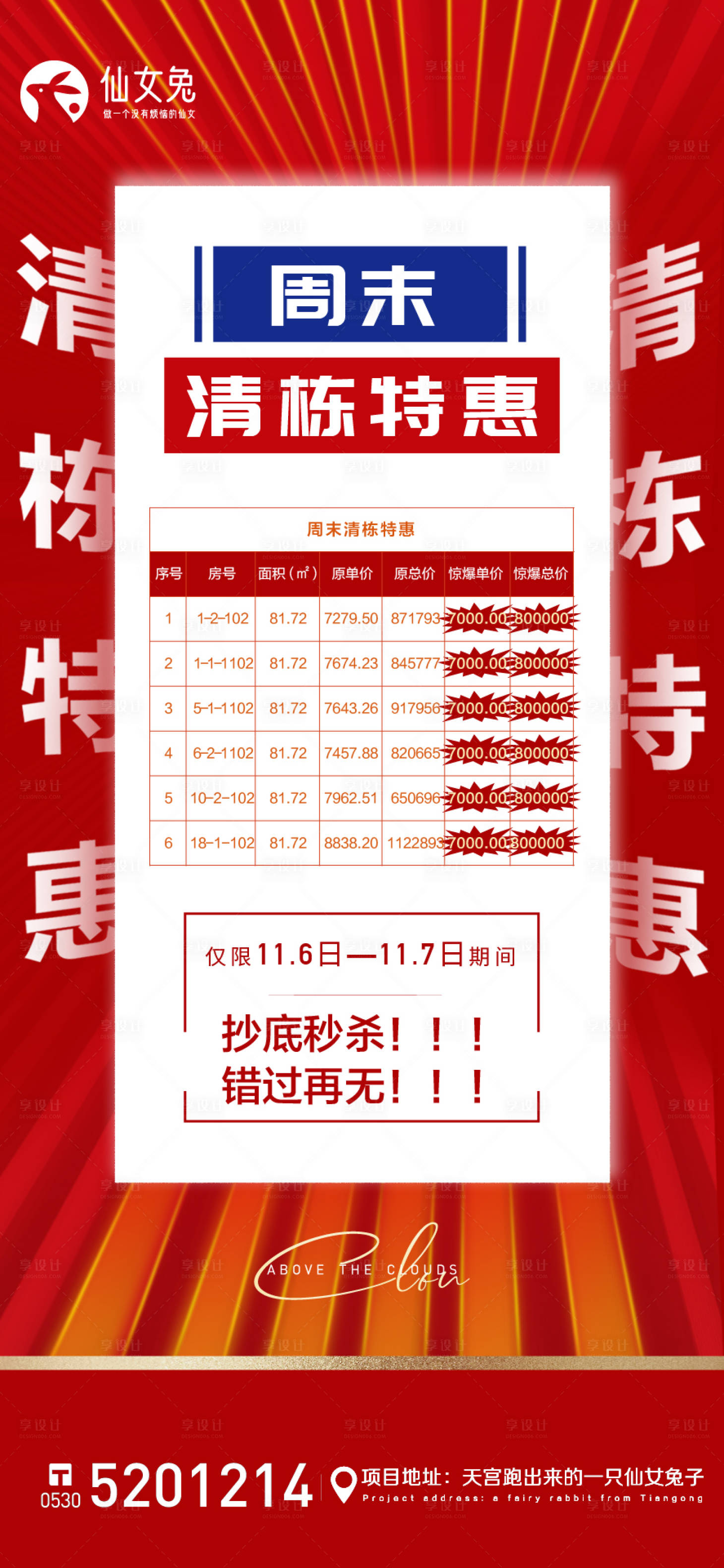 源文件下載【享設(shè)計】搜索編號：33590007307559033【清棟特價房海報】