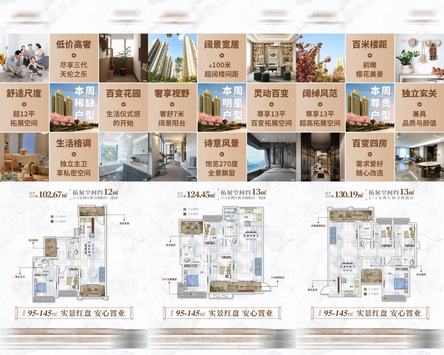 源文件下載【享設計】搜索編號：32780007240211942【九宮格戶型亮點組圖海報】
