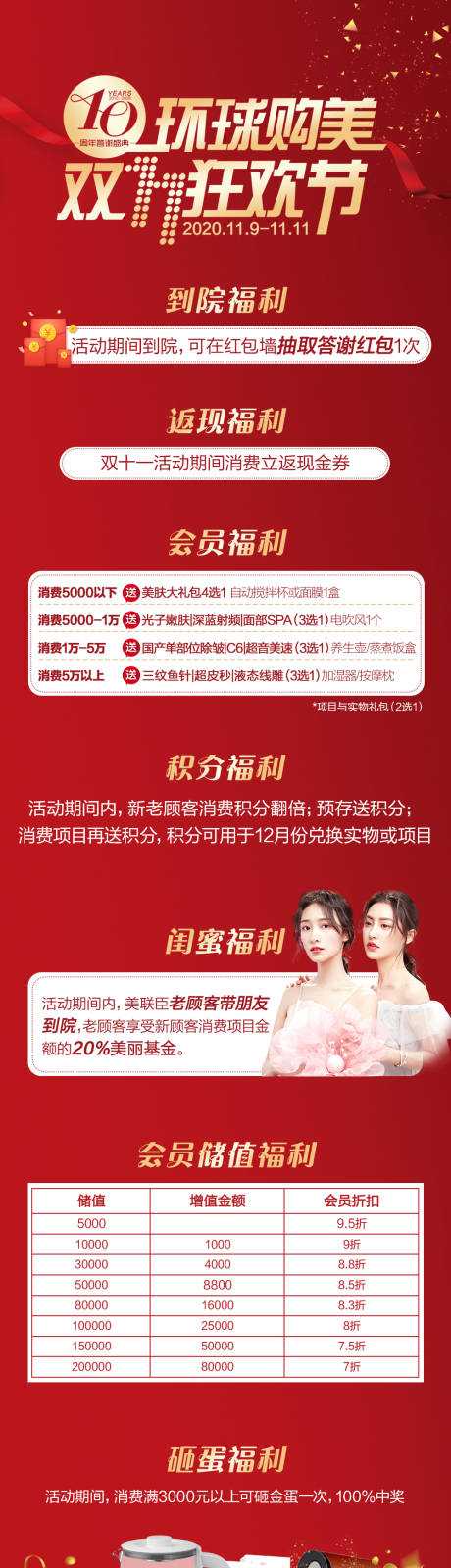 源文件下载【医美整形双十一周年庆活动海报】编号：13900007082592370