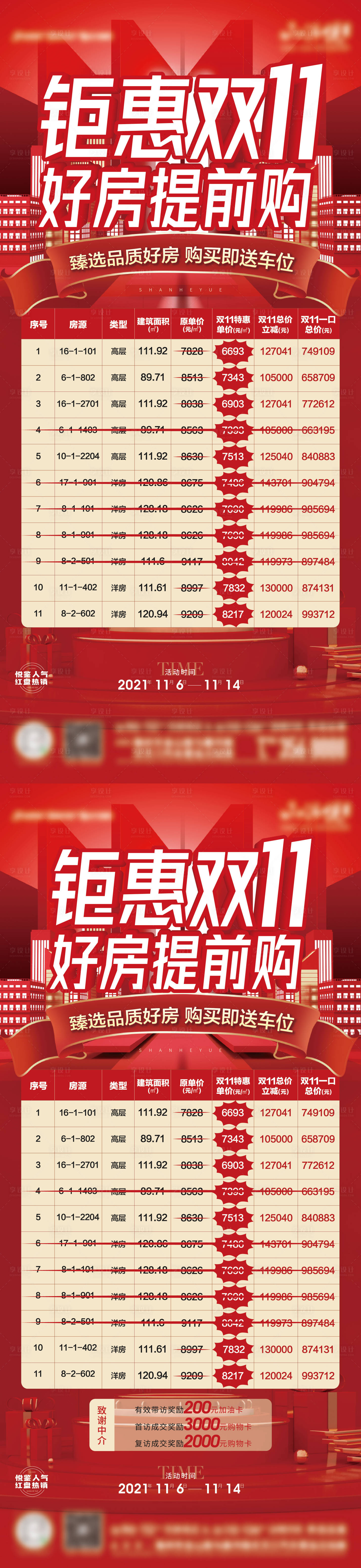 源文件下载【双十一特价房红金系列海报】编号：13210007252245405