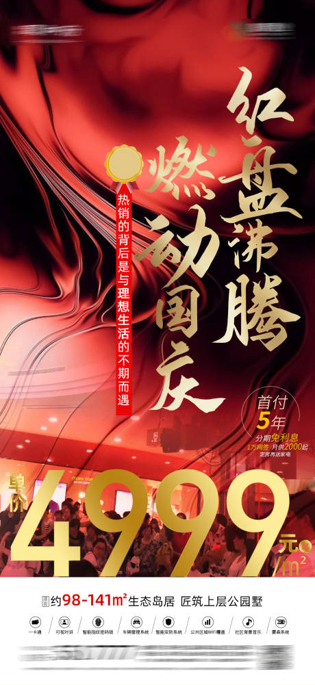 源文件下载【地产政策红色海报】编号：90440007314088420