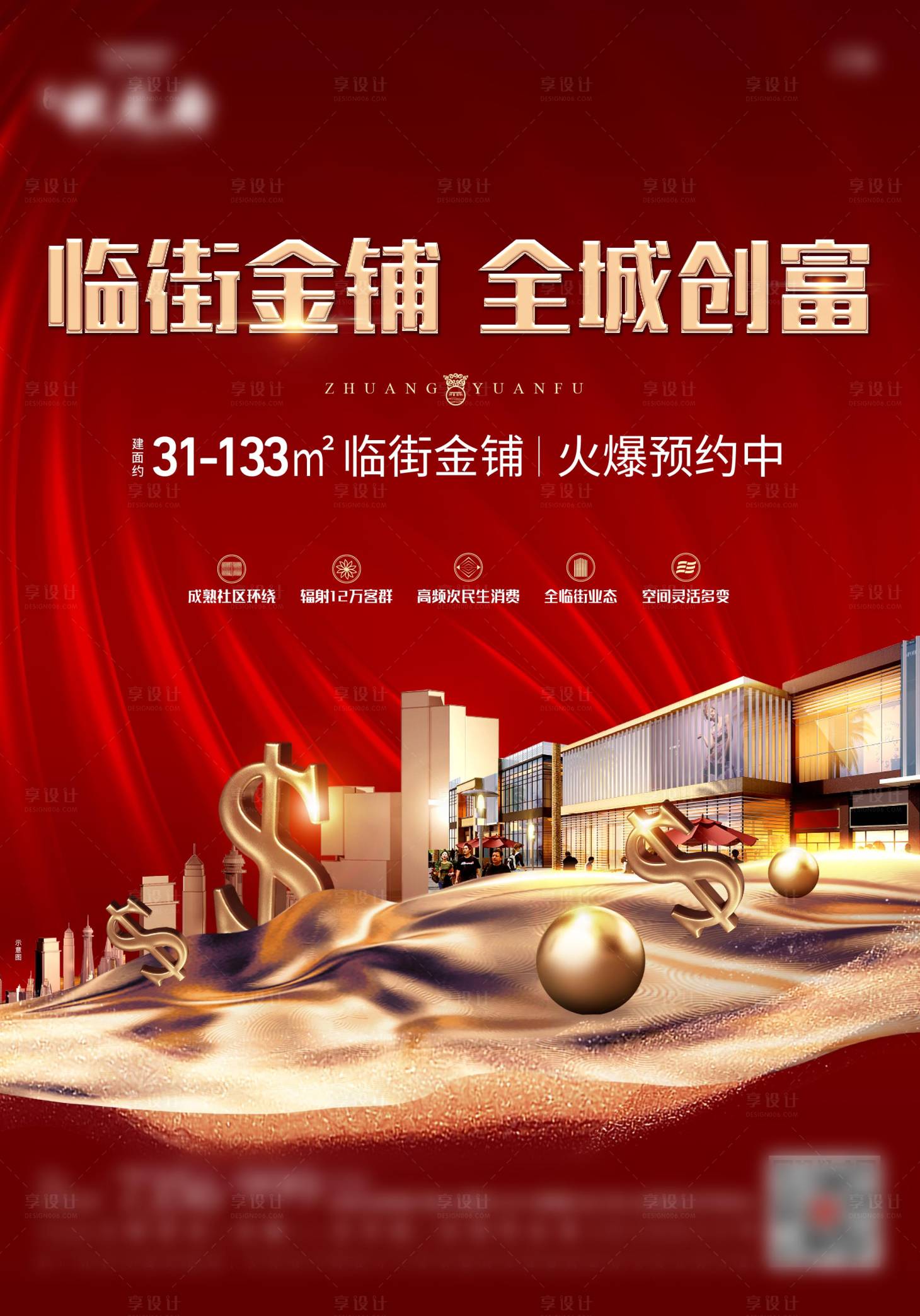 源文件下載【地產(chǎn)商業(yè)商鋪單頁(yè)海報(bào)】編號(hào)：82750007096955456