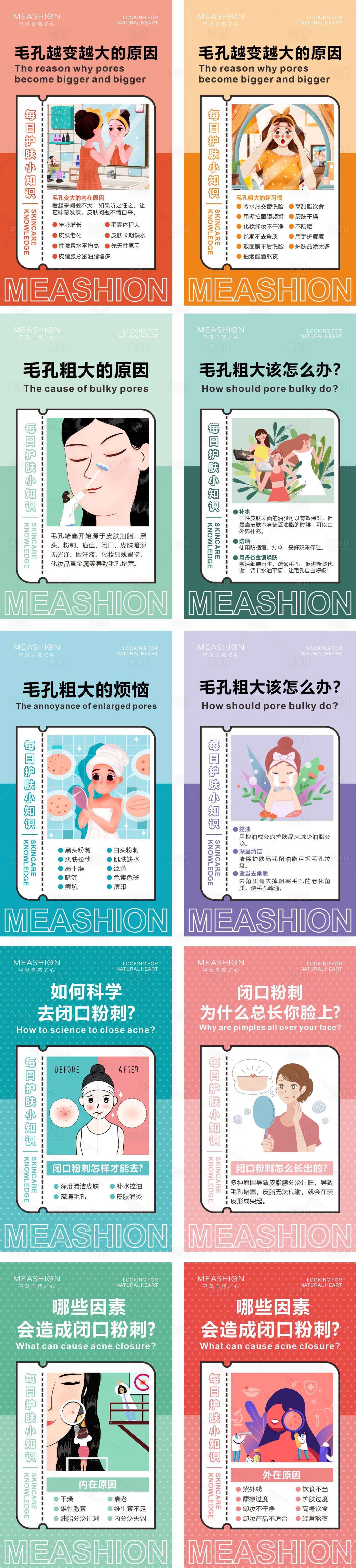 源文件下載【享設計】搜索編號：59830007304586675【護膚知識毛孔插畫海報】