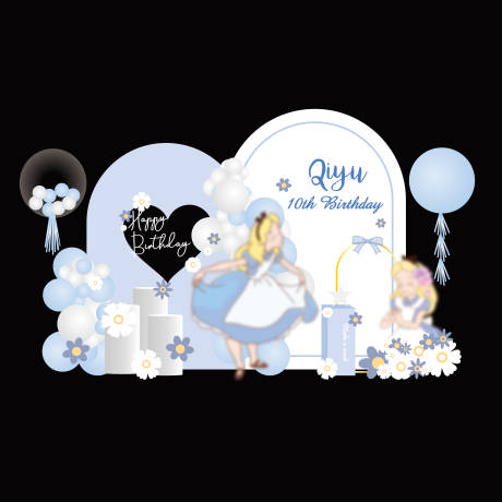 源文件下载【爱丽丝宝宝生日背景板】编号：57160007146115926