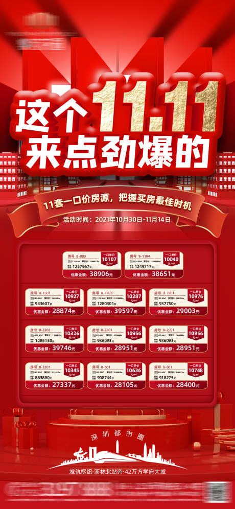 源文件下载【地产双十一一口价特惠房海报】编号：20211108143726299