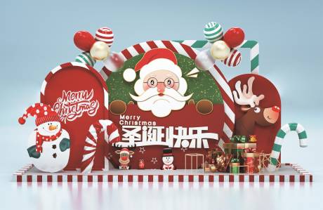源文件下载【红色可爱圣诞老人圣诞节美陈】编号：36280007324861959