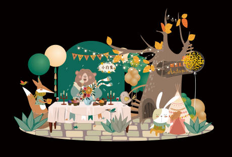 编号：20211219001928804【享设计】源文件下载-森系森林宝宝生日宴氛围展板