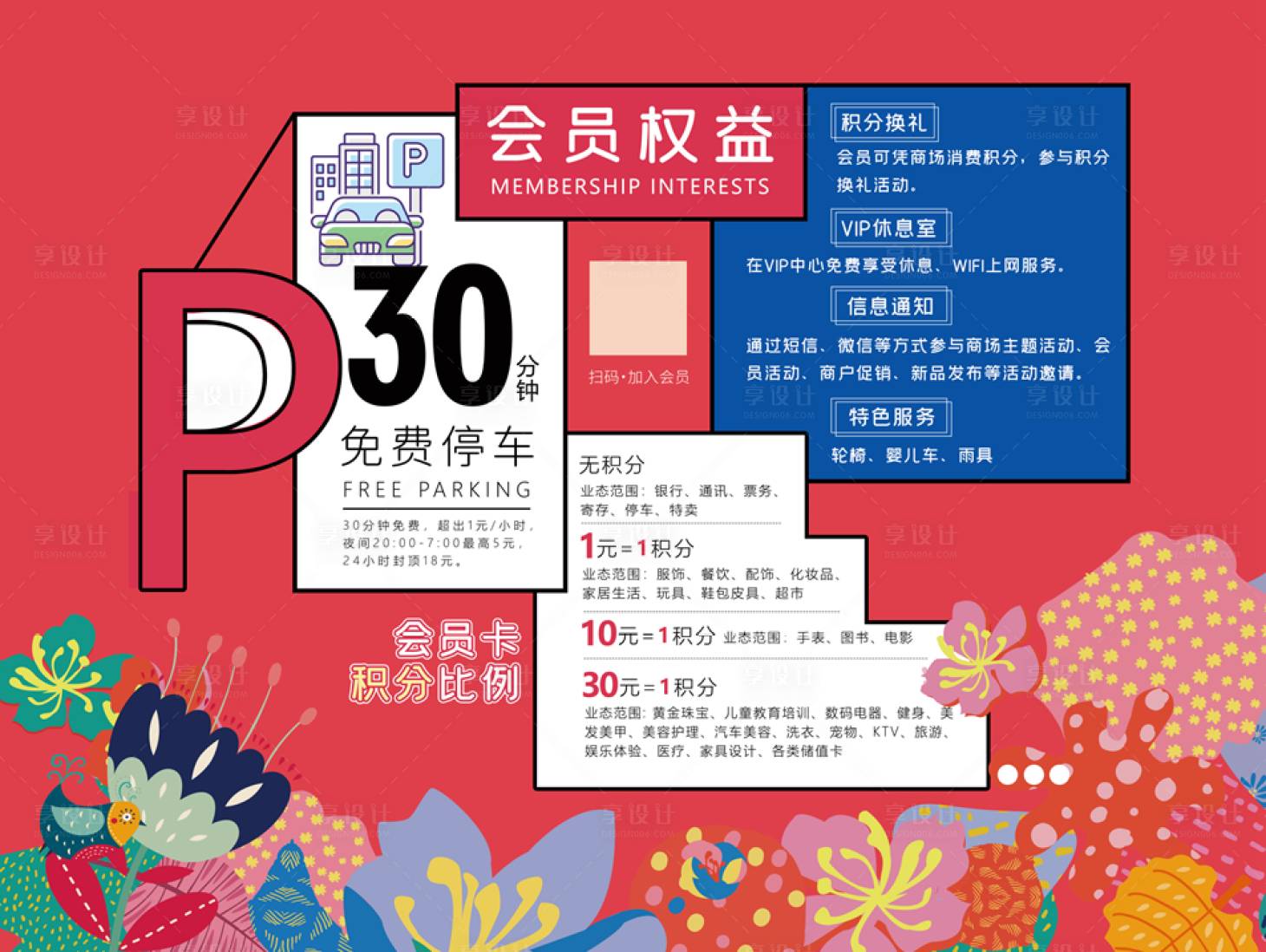 源文件下载【享设计】搜索编号：42690007490671704【商场会员权益海报】