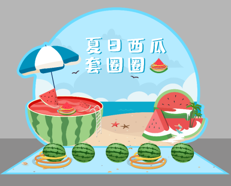 源文件下载【享设计】搜索编号：99180007724721917【套西瓜合影展示区背景】