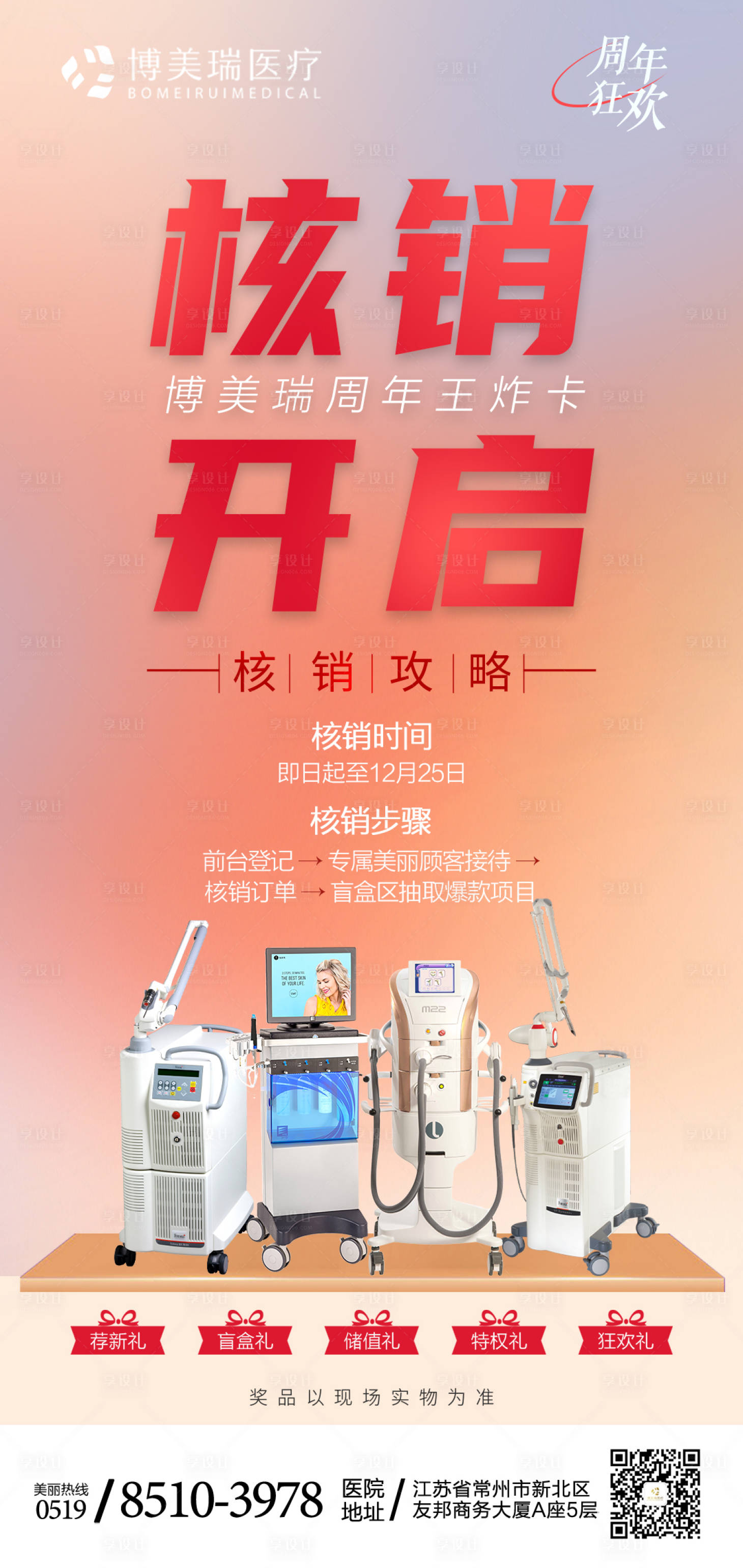 源文件下载【享设计】搜索编号：62200007621343660【医美核销海报】