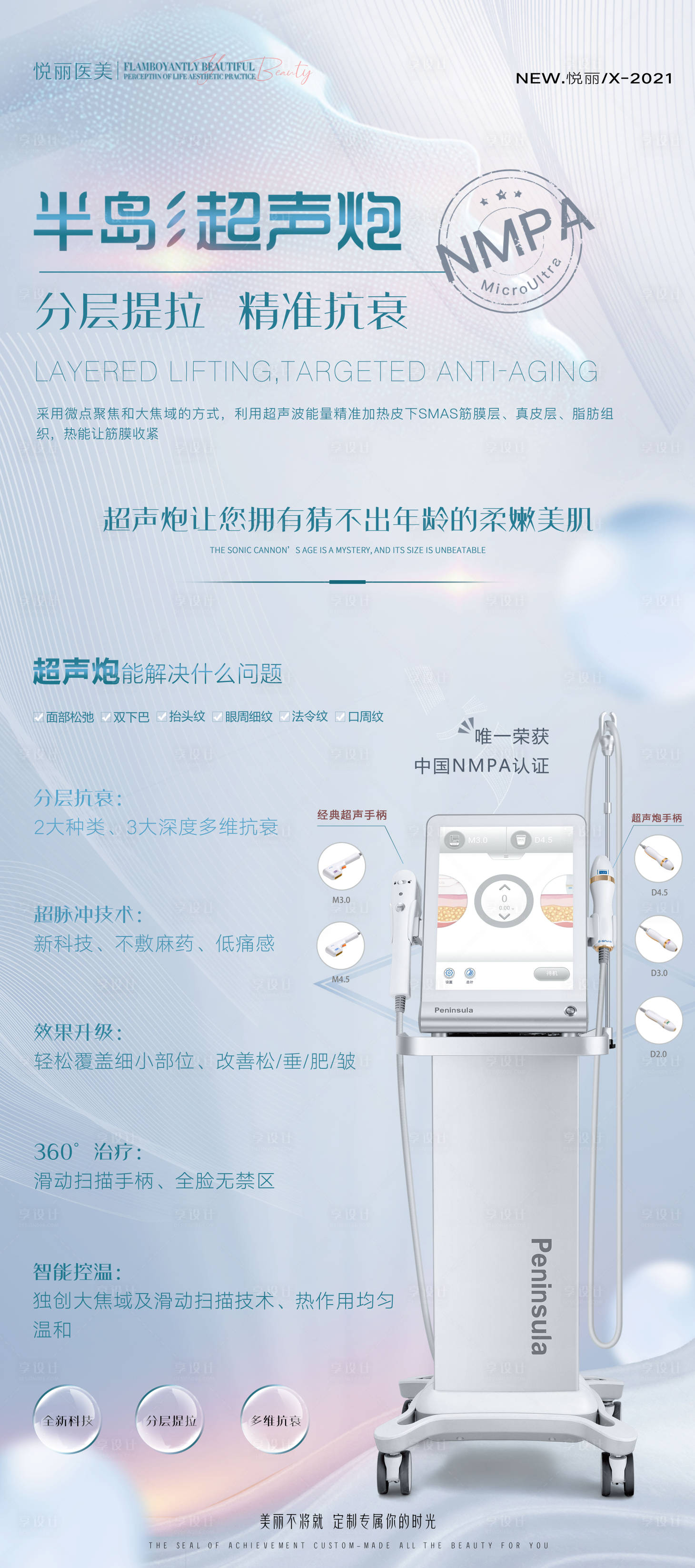 源文件下載【享設(shè)計】搜索編號：57620007510876016【醫(yī)美儀器超聲炮展架】
