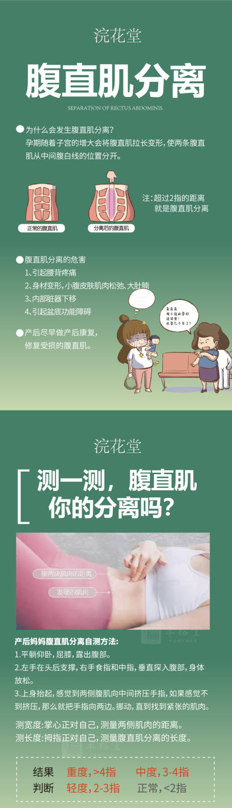 产后腹直肌分离自测海报
