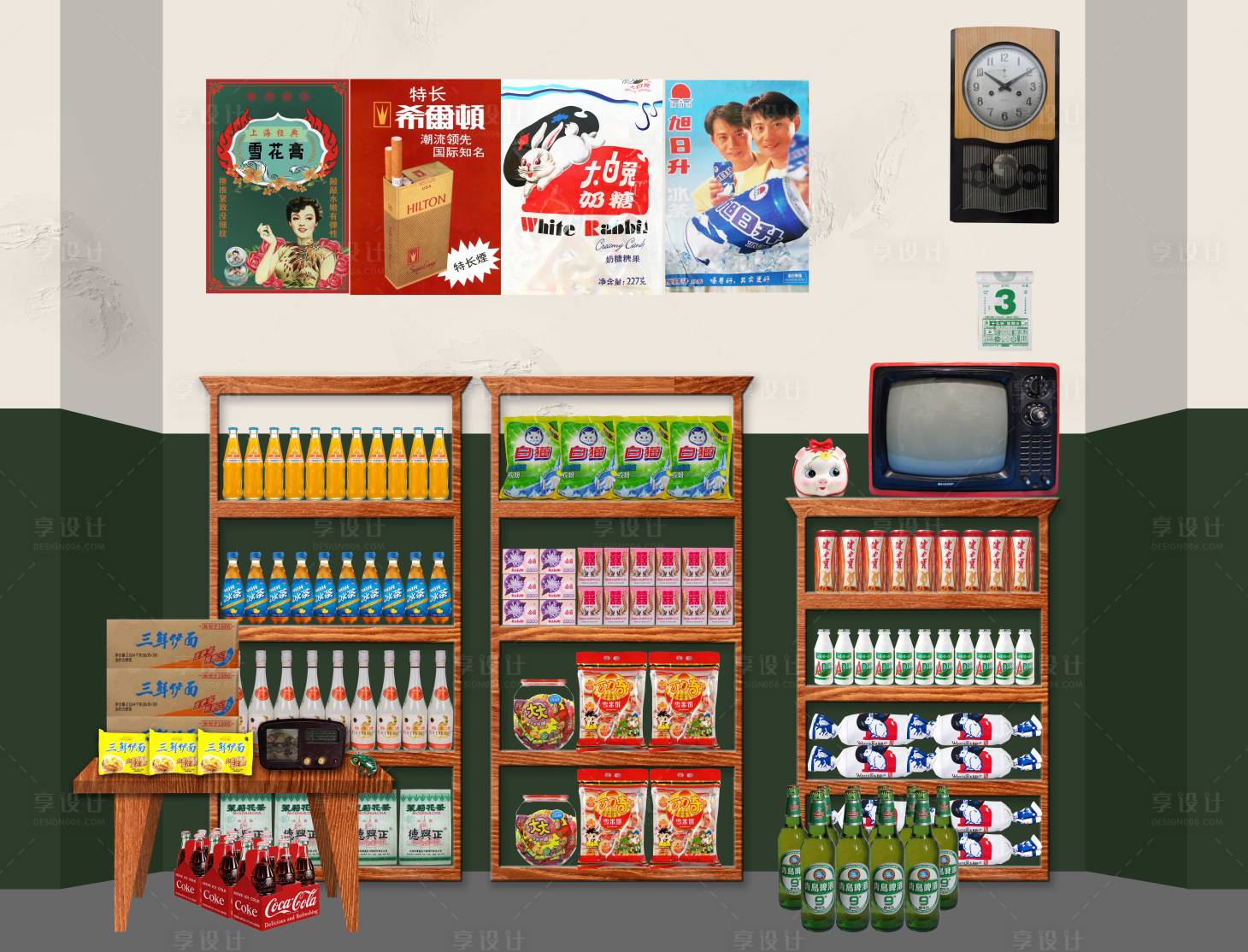 源文件下載【享設計】搜索編號：90660007571324574【小賣部店內裝修海報展板】
