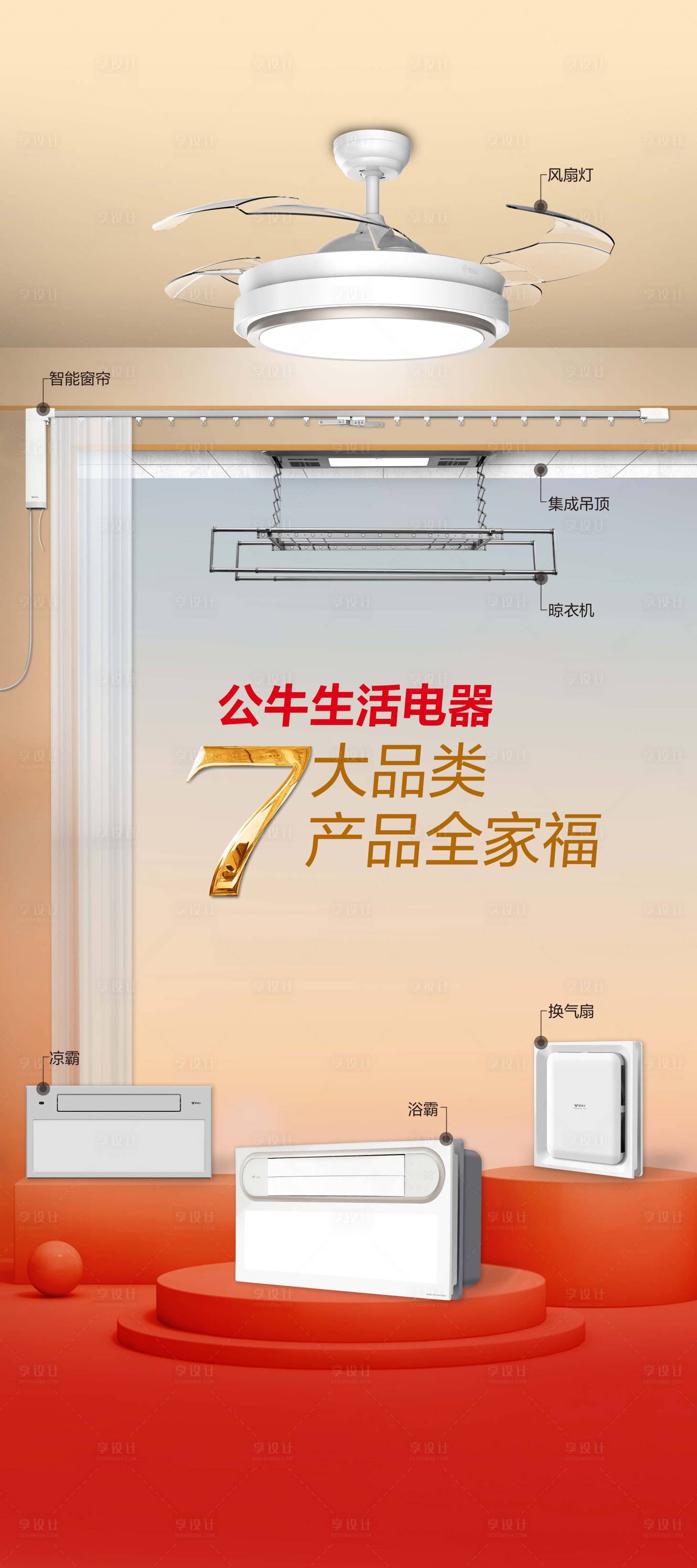 源文件下载【享设计】搜索编号：18930007492079087【生活电器全家福X展架】