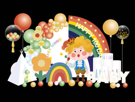 源文件下载【彩虹小王子宝宝宴周岁生日宴氛围展板】编号：77950007710037458