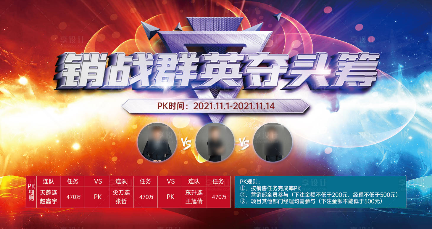 源文件下载【享设计】搜索编号：74560007557304219【房地产PK对战活动展板】