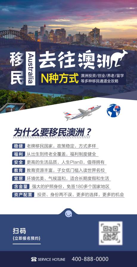 源文件下载【享设计】搜索编号：97950007694424014【澳洲移民宣传海报】
