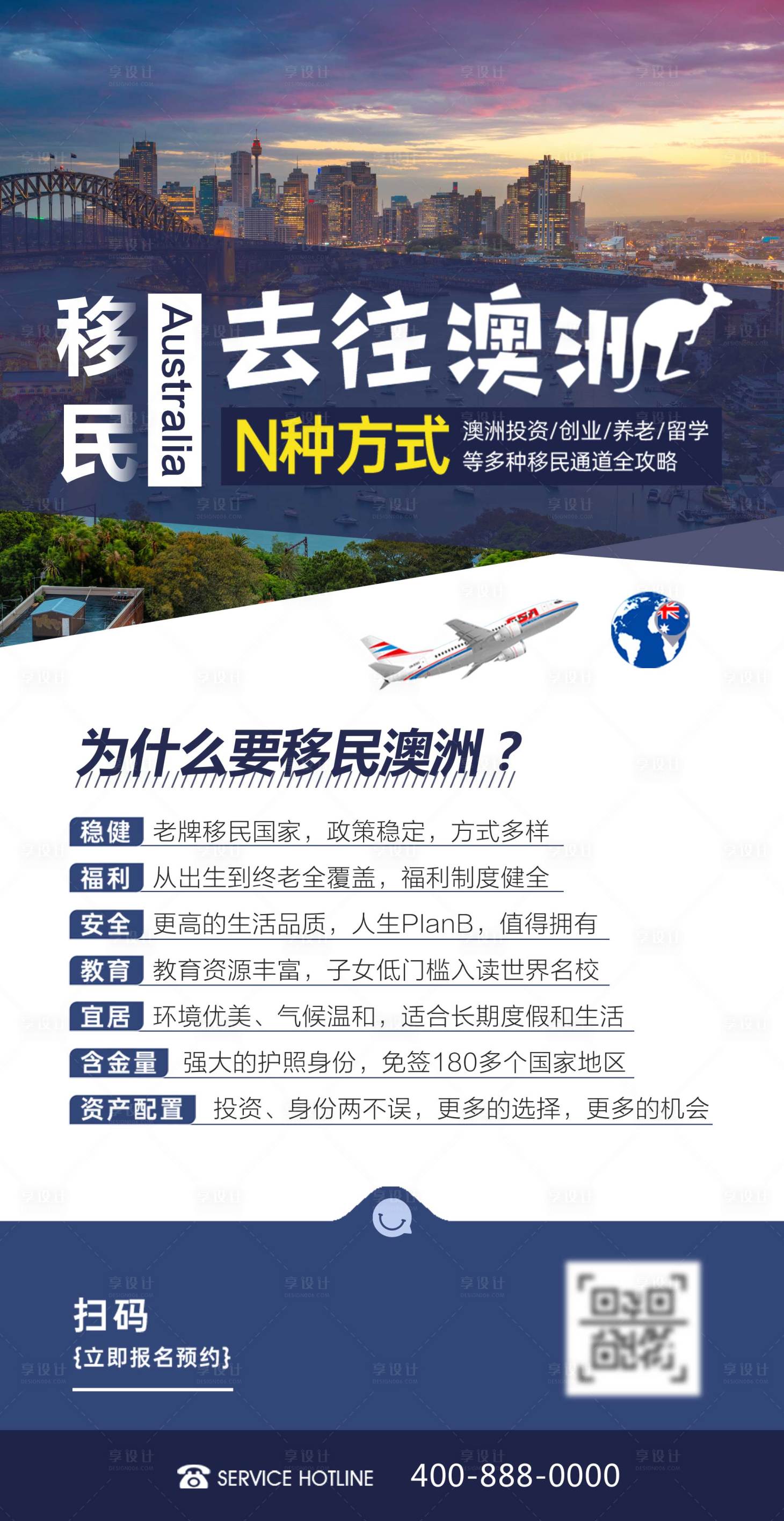 源文件下载【享设计】搜索编号：97950007694424014【澳洲移民宣传海报】