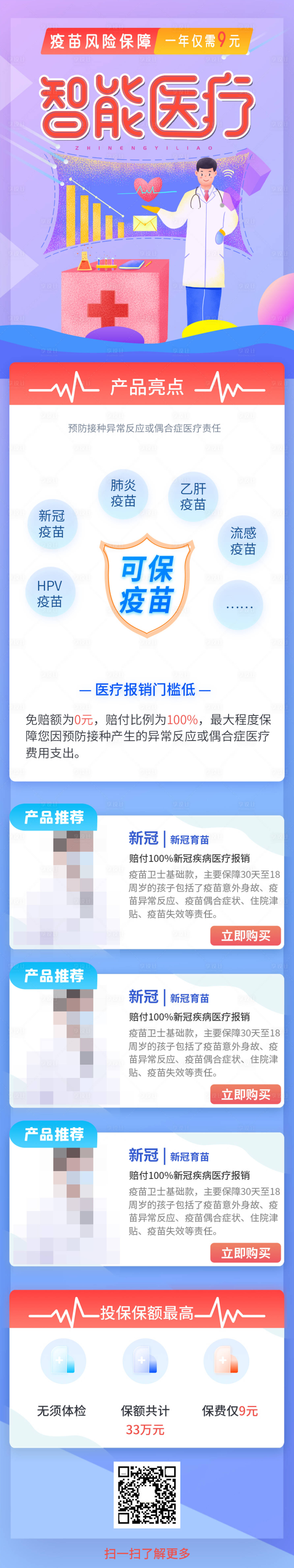源文件下载【享设计】搜索编号：85270007509032896【智能医疗保险宣传长图】