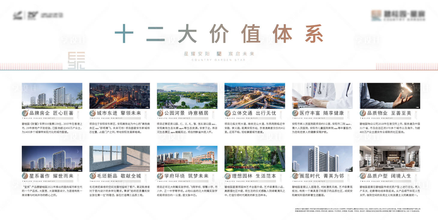 源文件下載【享設計】搜索編號：91060007695431664【房地產十二價值體系廣告展板】