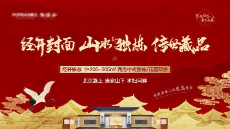 源文件下载【红色中式地产开盘海报】编号：36310007689638825