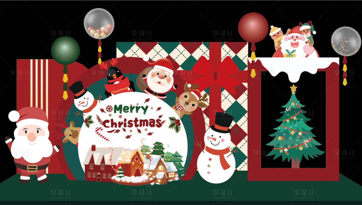编号：20211216164359552【享设计】源文件下载-圣诞节卡通堆头