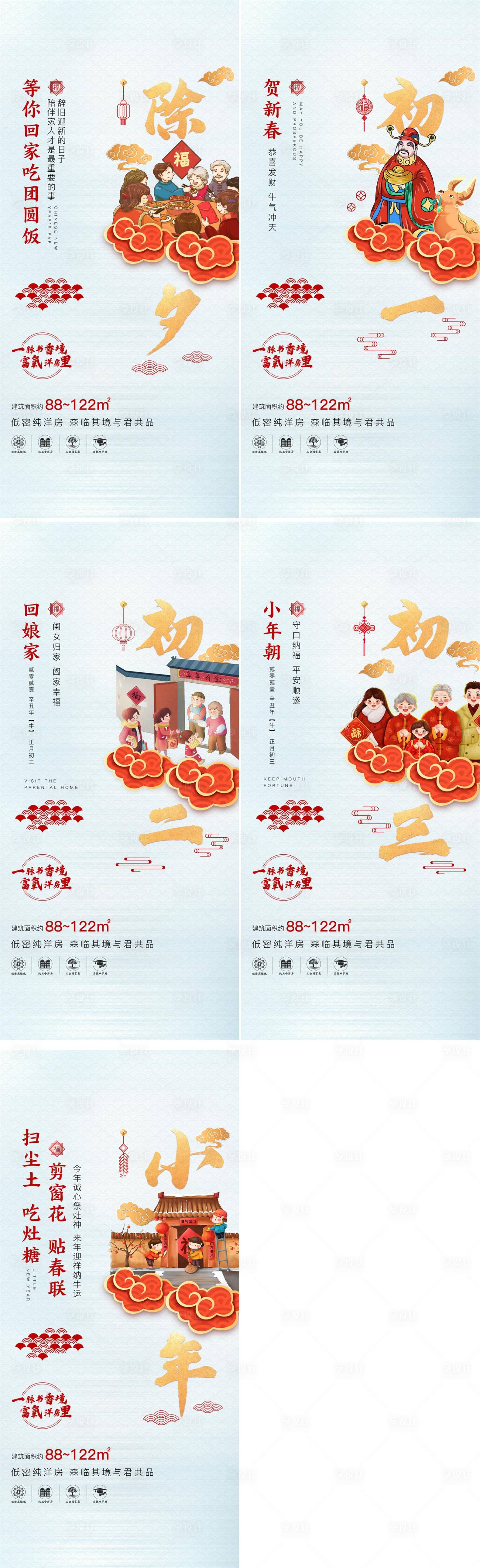 编号：20211230172934709【享设计】源文件下载-地产新年春节年俗系列微信海报