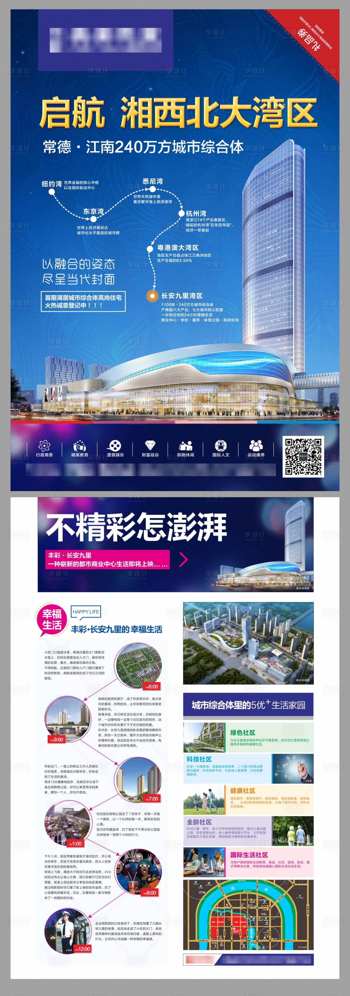 源文件下载【房地产湾区蓝金价值点DM宣传单页】编号：89480007706985150