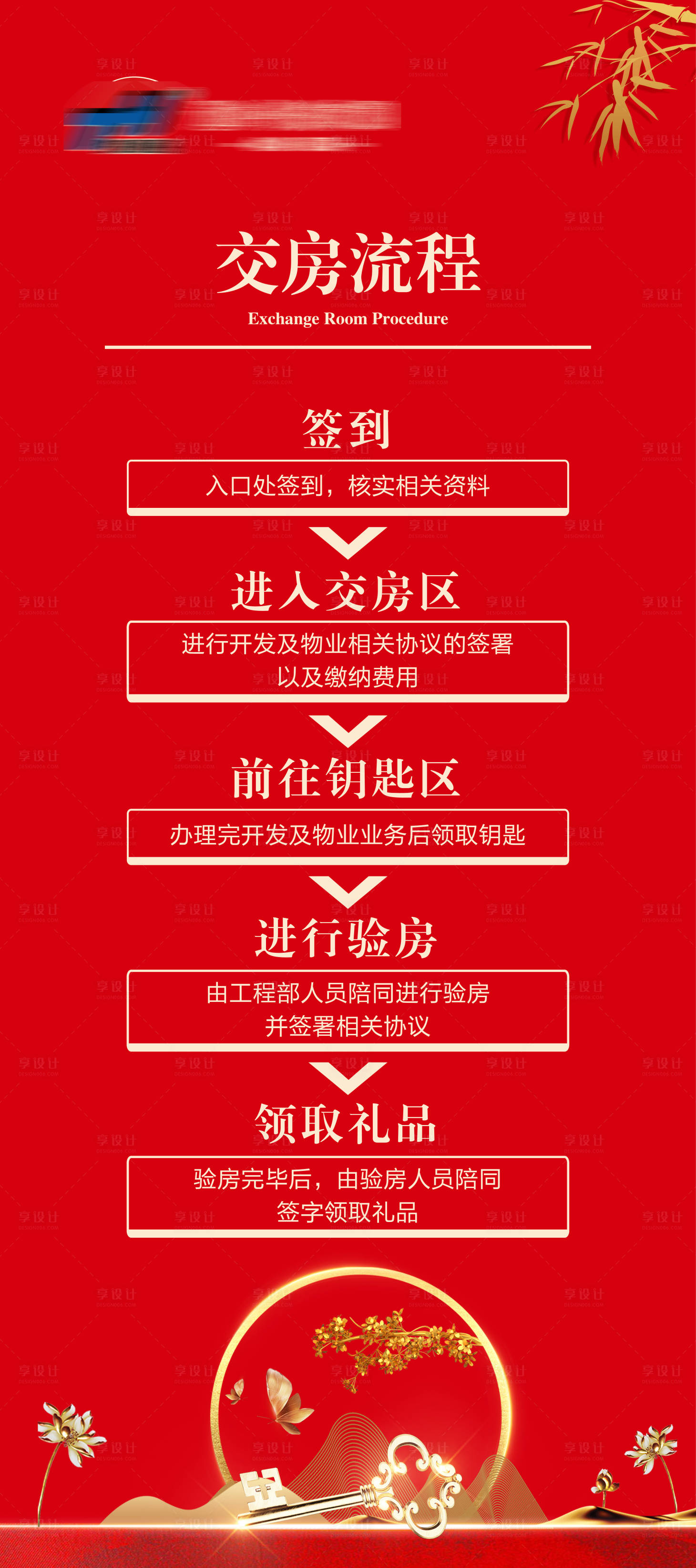 源文件下載【享設計】搜索編號：72030007658498072【地產交房流程展架】