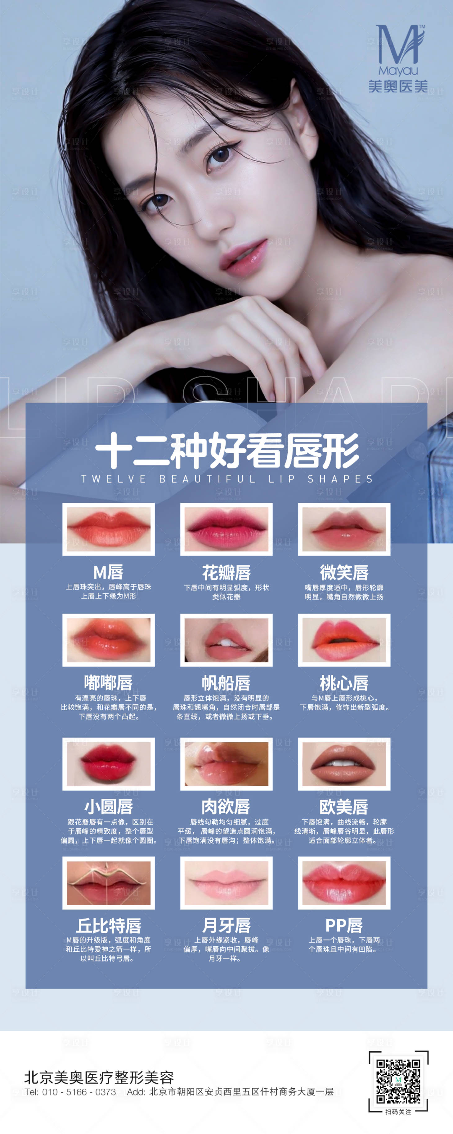 源文件下载【享设计】搜索编号：52130007850294649【医美十二种唇形科普海报】