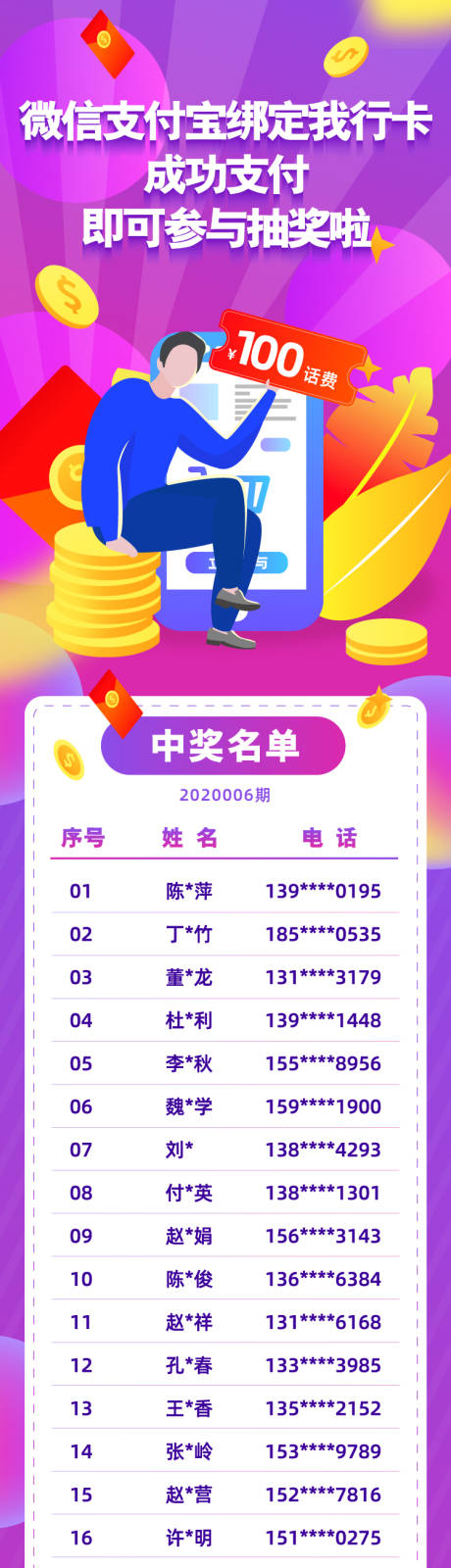 源文件下载【享设计】搜索编号：41100007500568750【中奖名单长图海报】