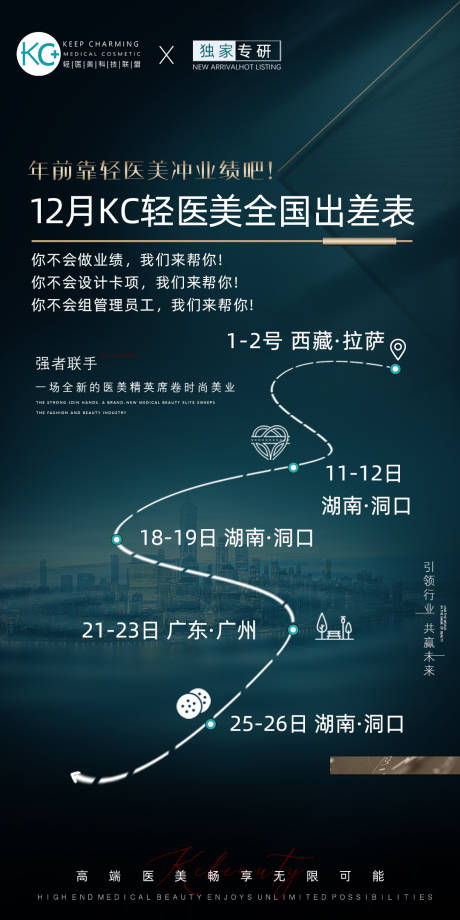源文件下載【享設(shè)計(jì)】搜索編號(hào)：53300007951473322【醫(yī)美出差路線造勢(shì)宣傳簡(jiǎn)潔高端海報(bào)】