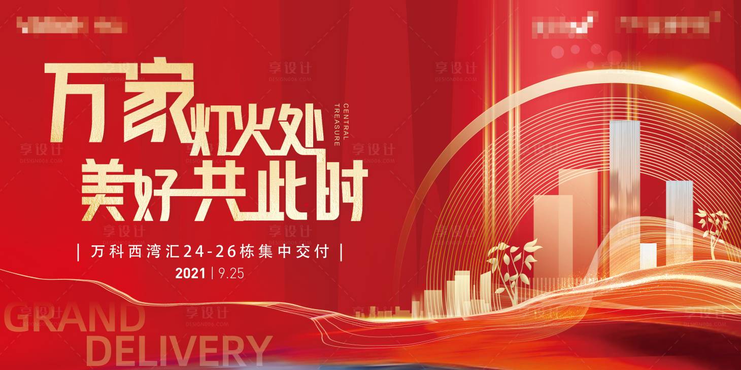 源文件下载【万家灯火红金地产交付城市剪影海报】编号：79200007991763503