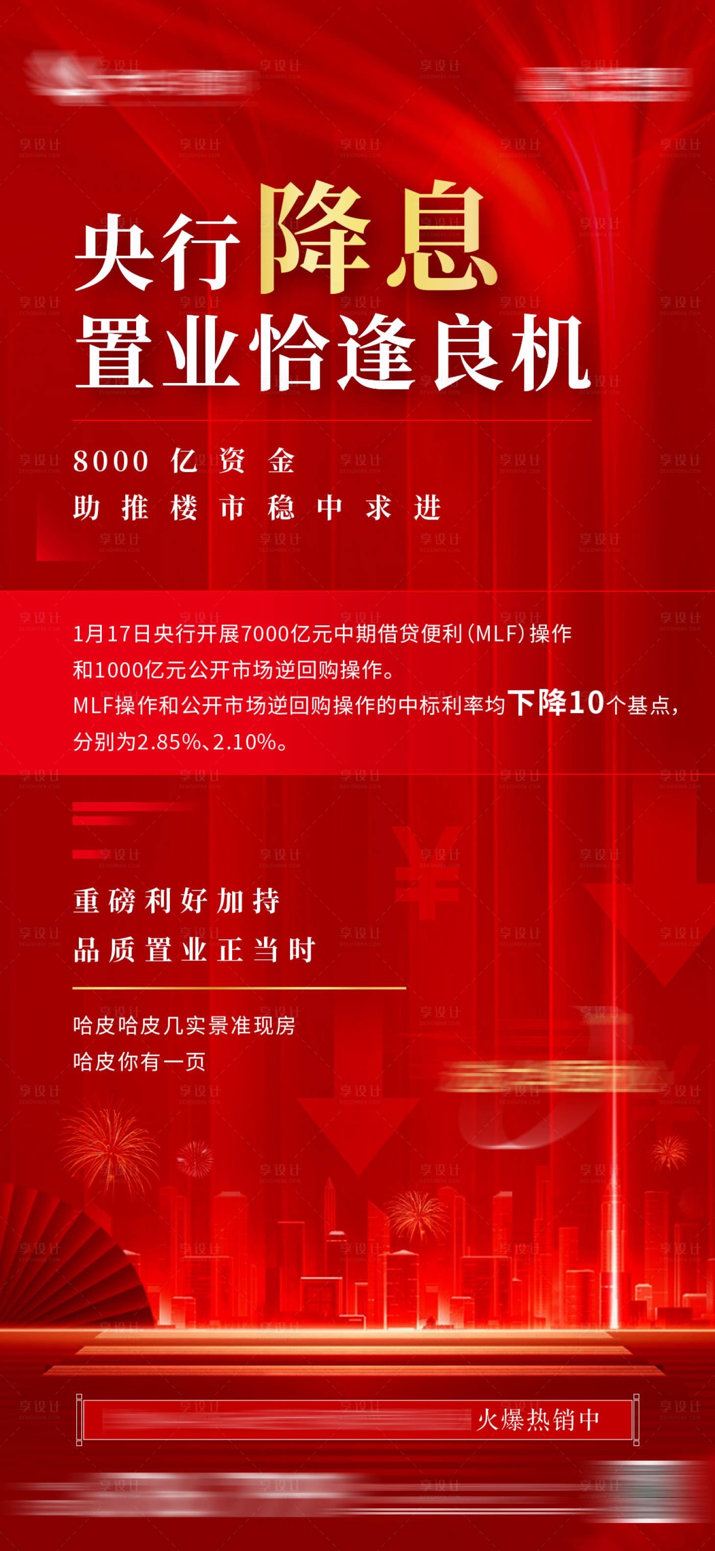 源文件下载【享设计】搜索编号：71030008166979861【降息利好房地产海报】