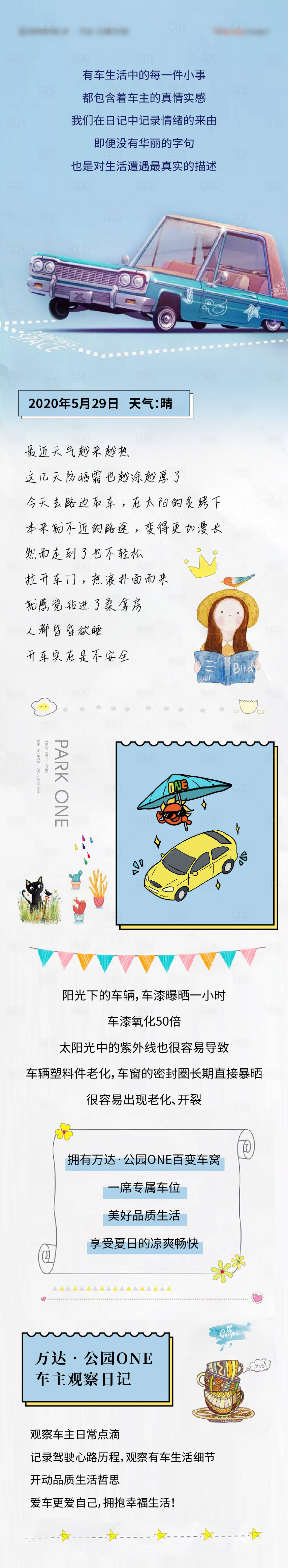 源文件下載【享設計】搜索編號：46110008154623740【插畫手繪手賬卡通車位地產價值點長圖】