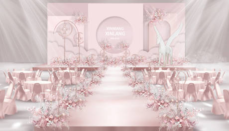 编号：20220110085236852【享设计】源文件下载-粉色浪漫婚礼活动展板