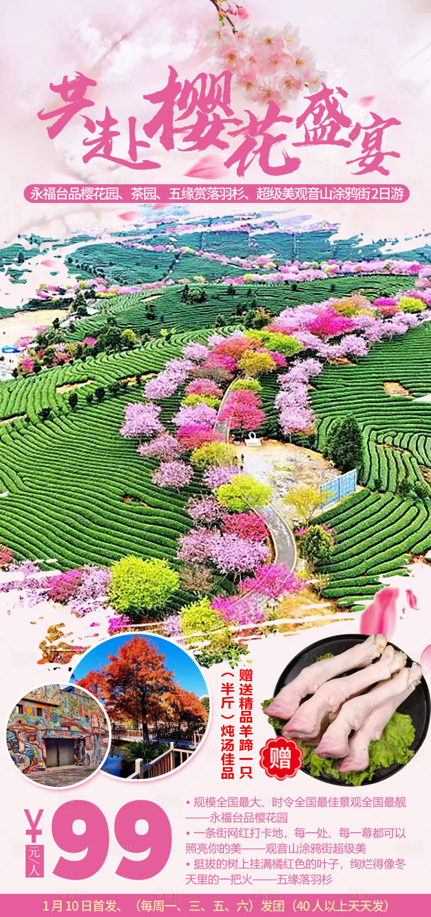 源文件下載【享設計】搜索編號：21860007997746320【共赴櫻花盛宴旅游海報】
