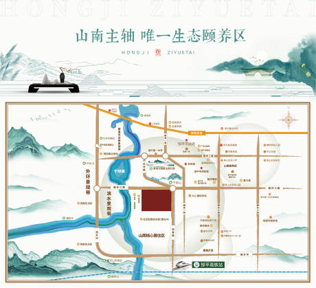 源文件下载【房地产区位图广告展板】编号：81380007875388559