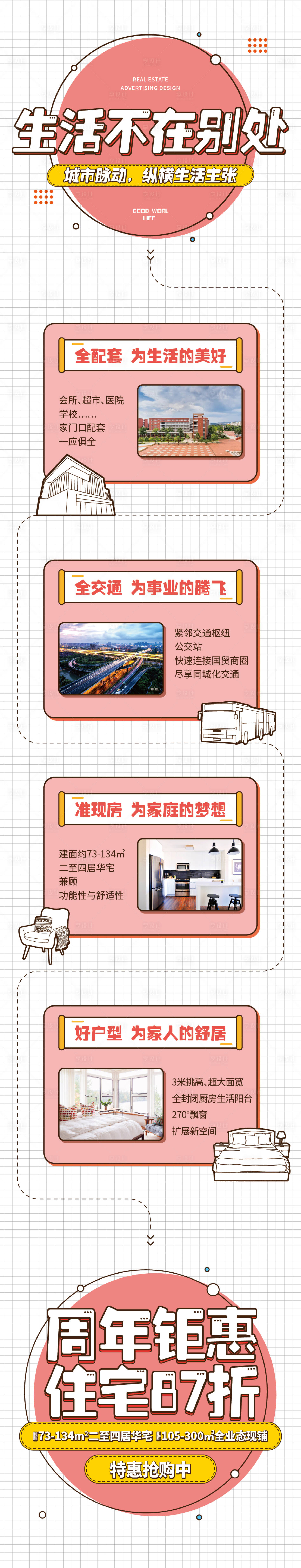 源文件下載【地產配套長圖插畫海報】編號：28960008095908442