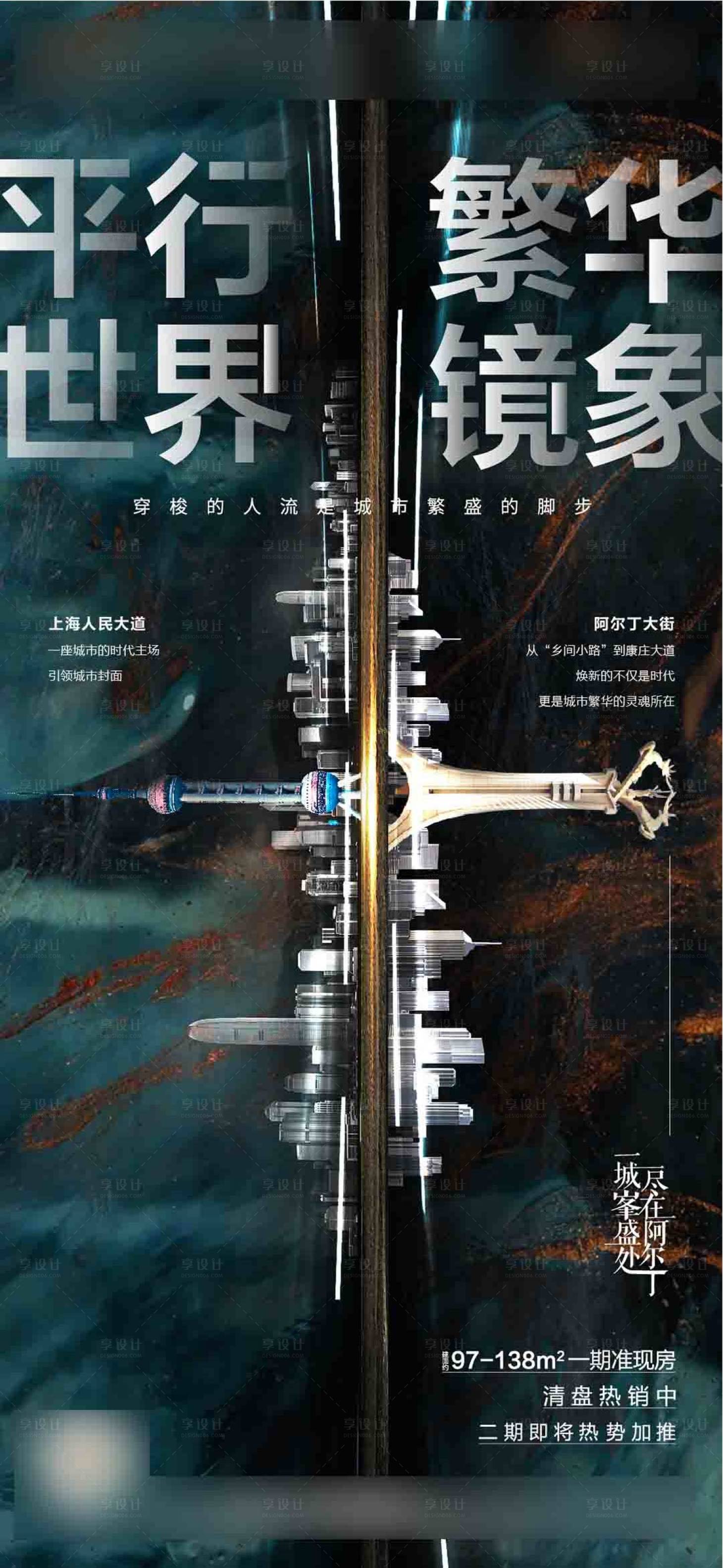 源文件下载【镜像城市对比海报】编号：51400007945186054