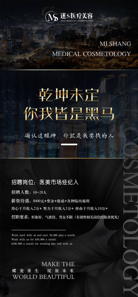 源文件下載【享設(shè)計】搜索編號：45400008103305811【高端大氣黑色醫(yī)美招聘海報  】
