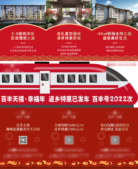 源文件下载【地产新年返乡创意三宫格长图海报】编号：74910008169499787